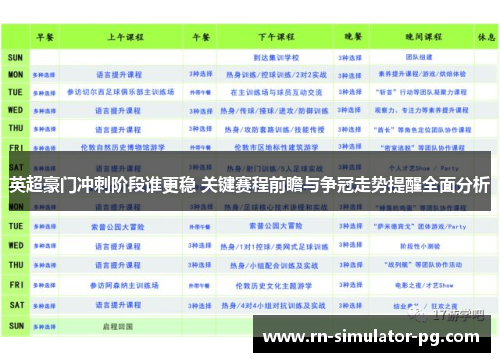 英超豪门冲刺阶段谁更稳 关键赛程前瞻与争冠走势提醒全面分析